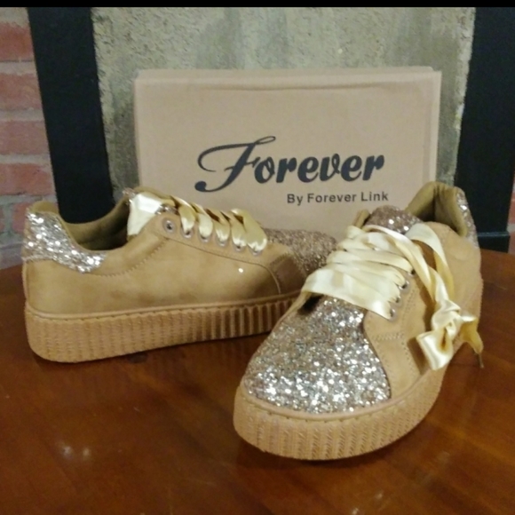 Forever Link Shoes - Forever | NEW Lightweight Glitter Sneakers Gold